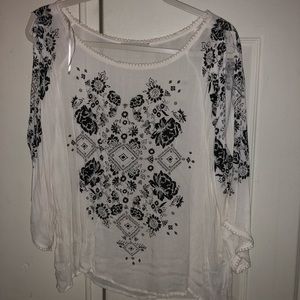 White blouse with flower design